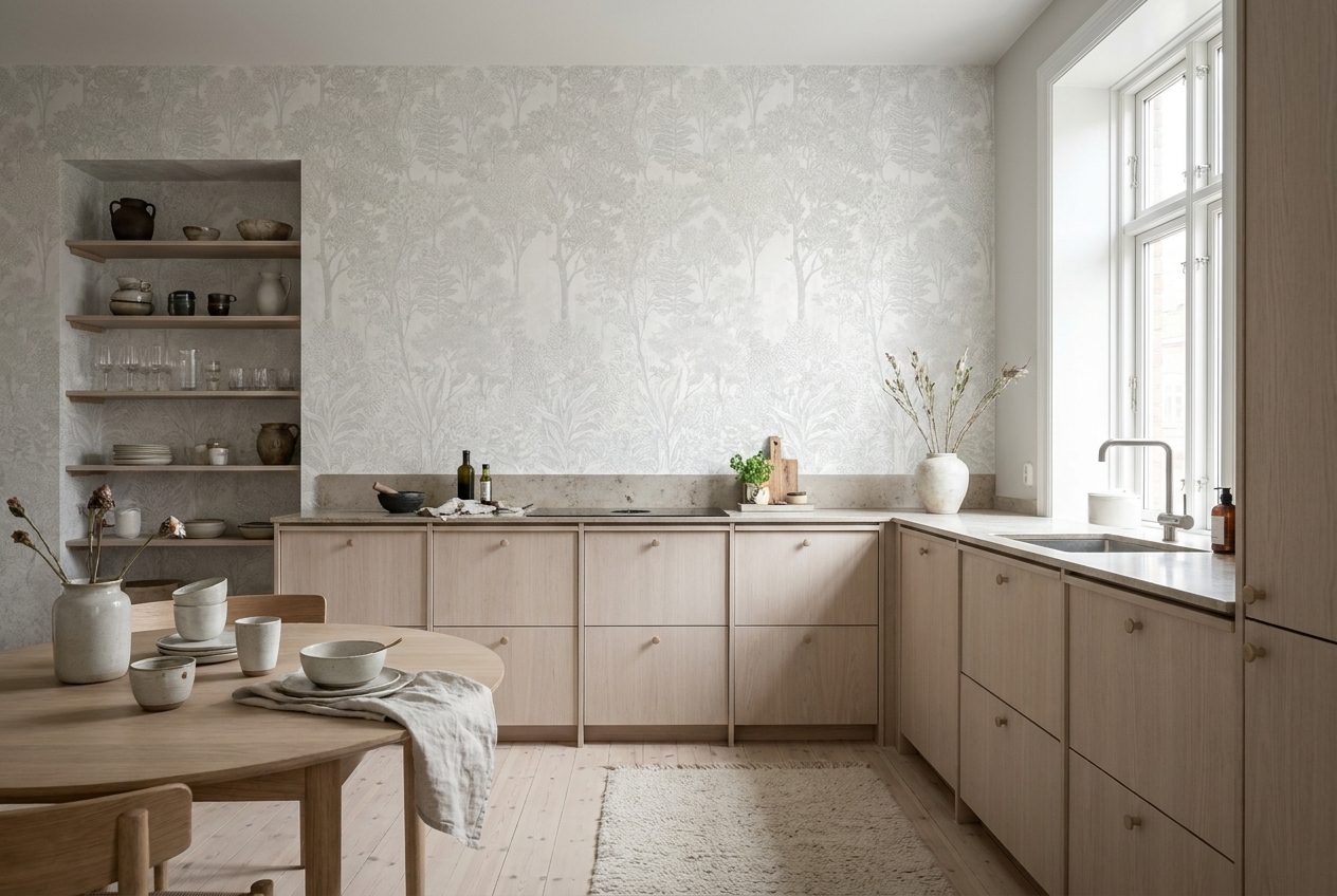 cocinas decoradas con papel pintado